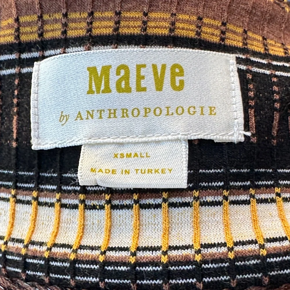 Maeve by Anthropologie Striped Wrap Midi Dress Brown Size XS - Picture 9 of 12